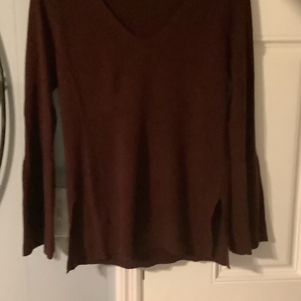 J. Crew V-Neck Sweater in Rich‎ garnet, wool, small